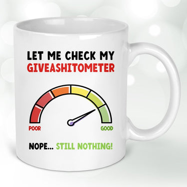 Humorous 'Giveashitometer' Mug with Coaster - Perfect Fun Gift for Workmates - DENMARY